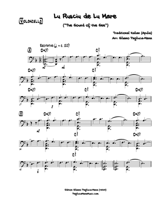 "Lu Rusciu de Lu Mare", (traditional Italian song) arranged for solo Violoncello