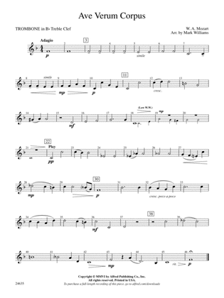 Ave Verum Corpus: (wp) 1st B-flat Trombone T.C.