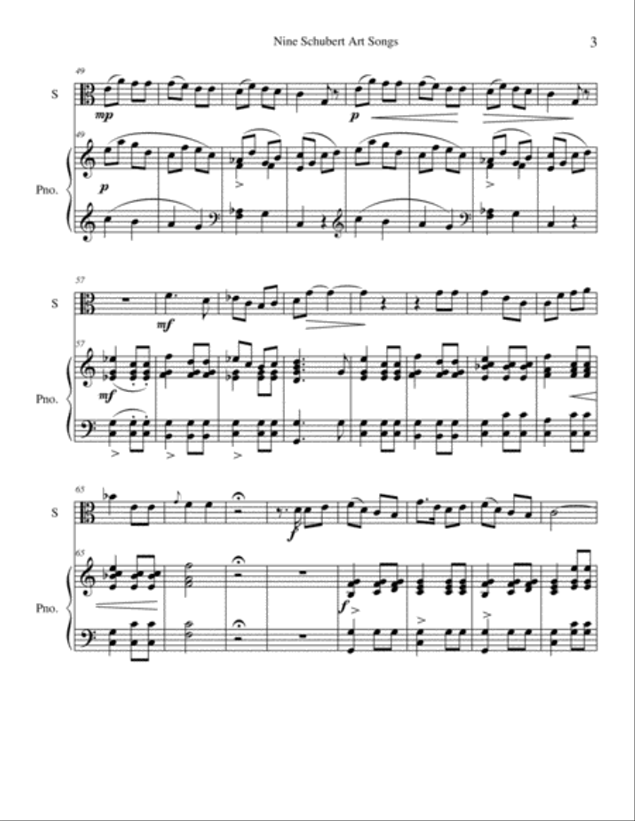 Nine Schubert Art Songs Viola scores gallery preview page 3