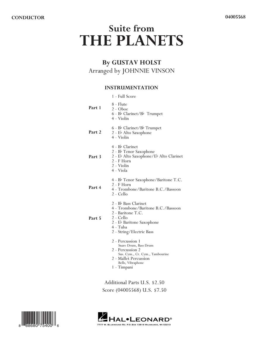 Suite from the Planets - Conductor Score (Full Score) Concert Band scores gallery preview page 1