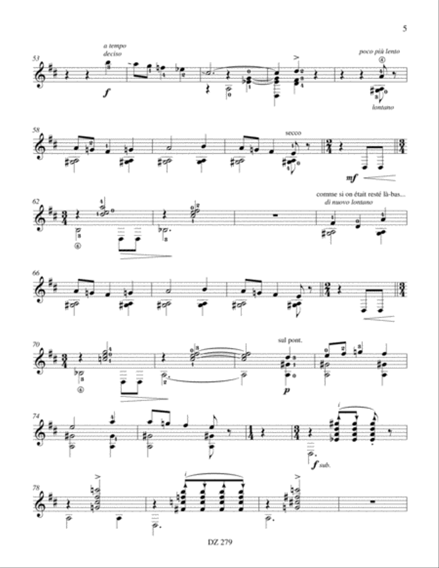 Fantaisie sur un thème auvergnat, L'oiseau et l'aube Classical Guitar scores gallery preview page 5