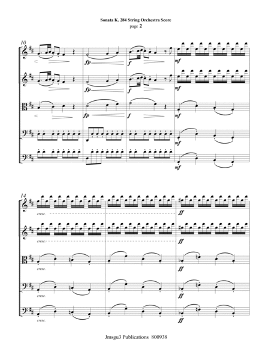 Mozart: Sonata K. 284 “Durnitz” for String Orchestra String Orchestra scores gallery preview page 2