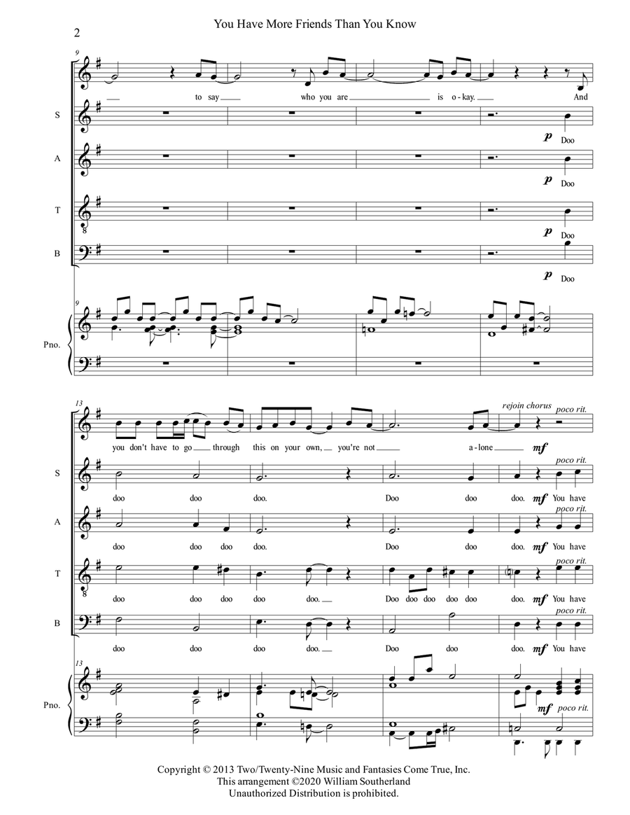 You Have More Friends Than You Know 4-Part scores gallery preview page 2