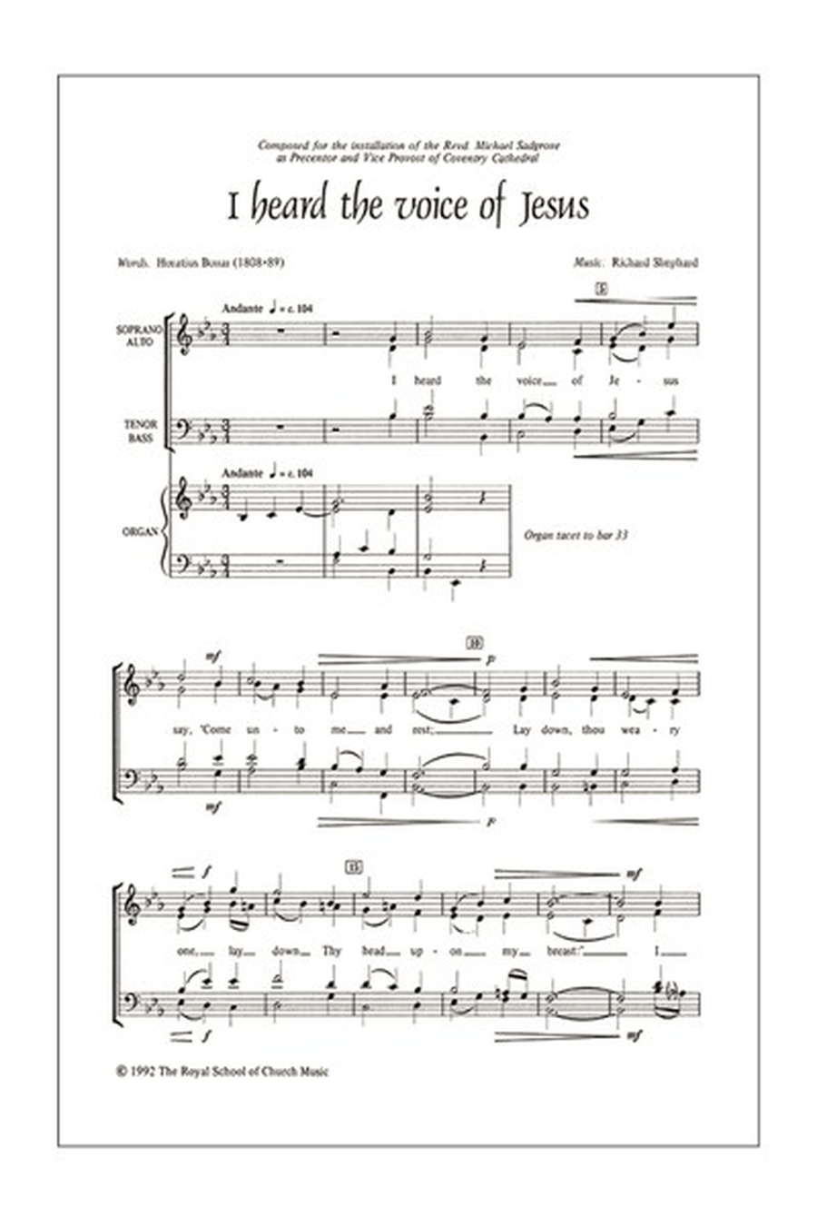 I Heard the Voice of Jesus 4-Part scores gallery preview page 1
