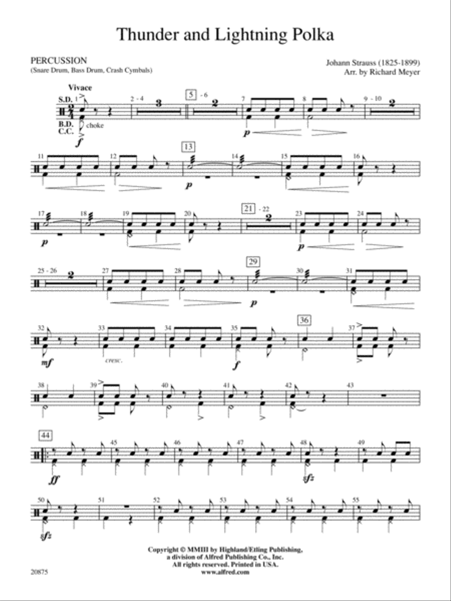 Thunder and Lightning Polka: 1st Percussion Full Orchestra scores gallery preview page 1