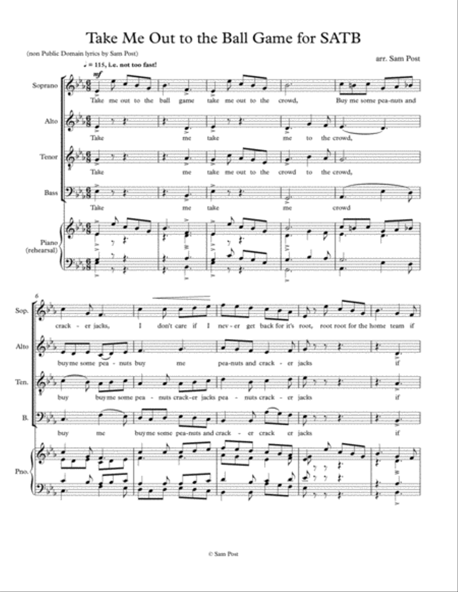 Take Me Out to the Ball Game for SATB, op. 32, #2 4-Part scores gallery preview page 1
