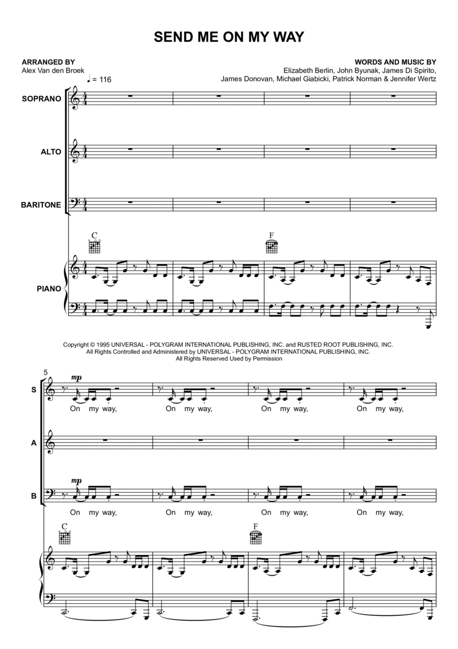 Send Me On My Way 3-Part scores gallery preview page 1