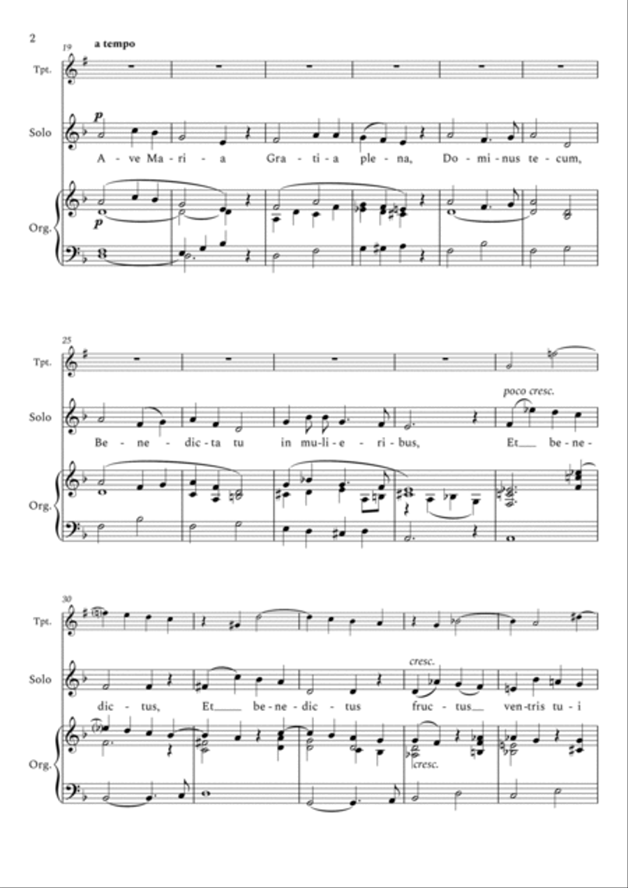 Avé Maria - César Franck for Low Voice (Dm) and Trumpet Solo Trumpet Solo scores gallery preview page 3