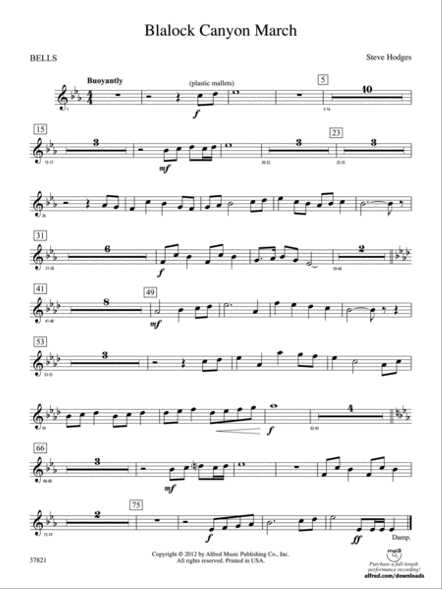 Blalock Canyon March: Bells Concert Band scores gallery preview page 1