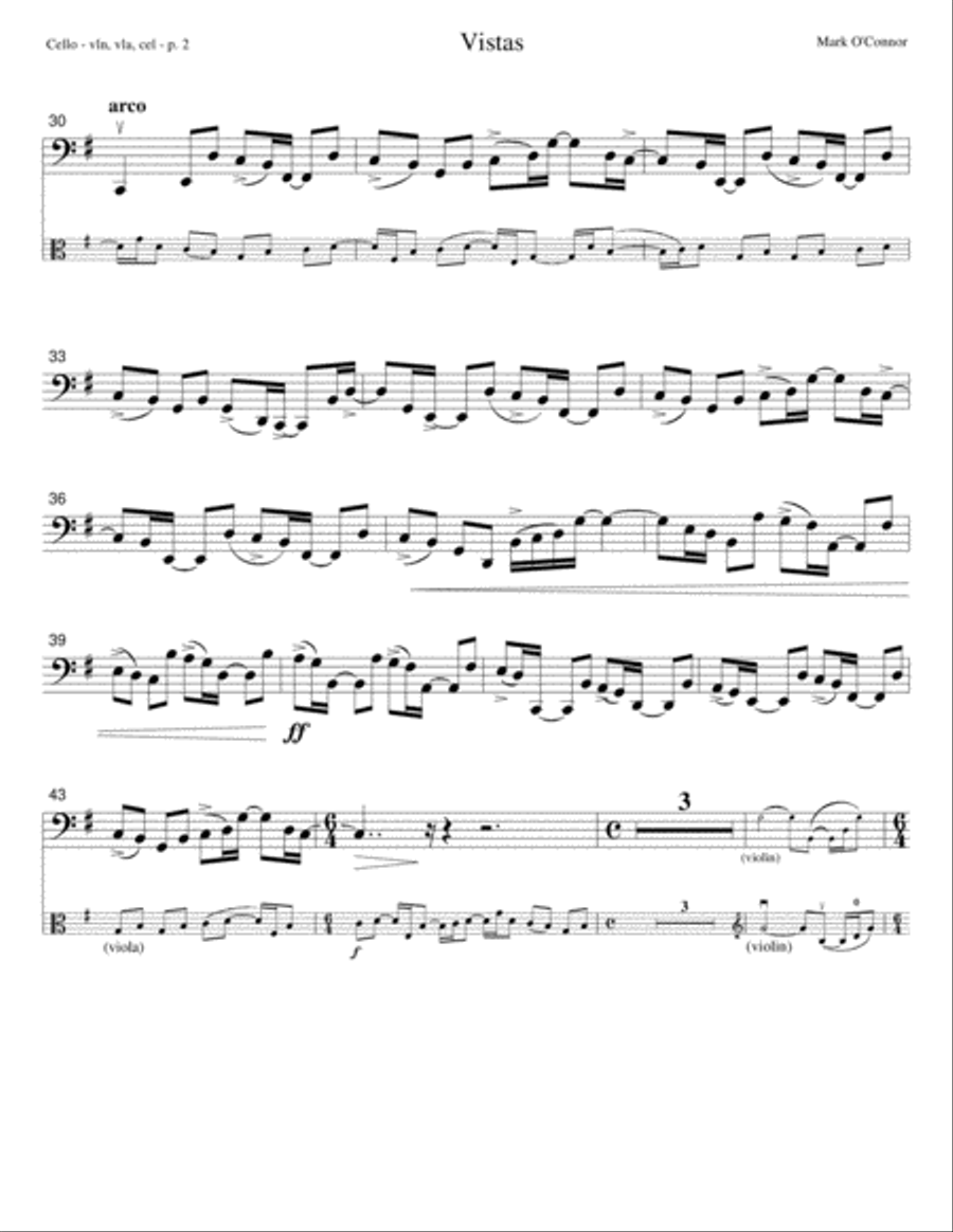 Vistas (cello part - vln, vla, cel) String Trio scores gallery preview page 5