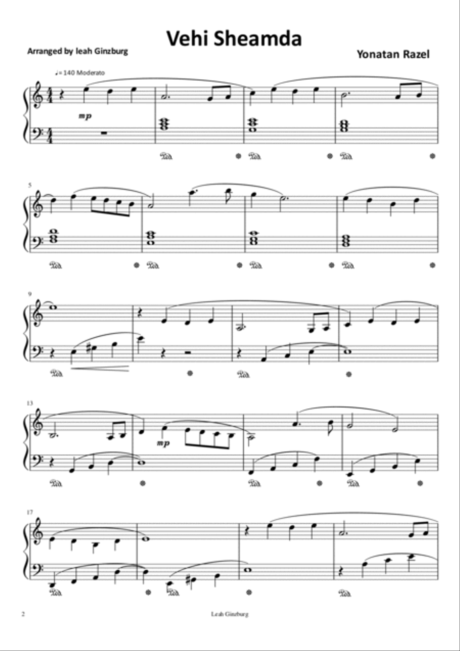 Vehi Sheamda Piano, Vocal, Guitar scores gallery preview page 2
