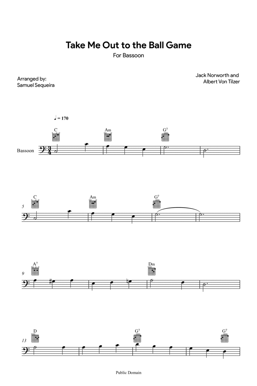 Take me out to the Ball Game - for Bassoon Bassoon Solo scores gallery preview page 1