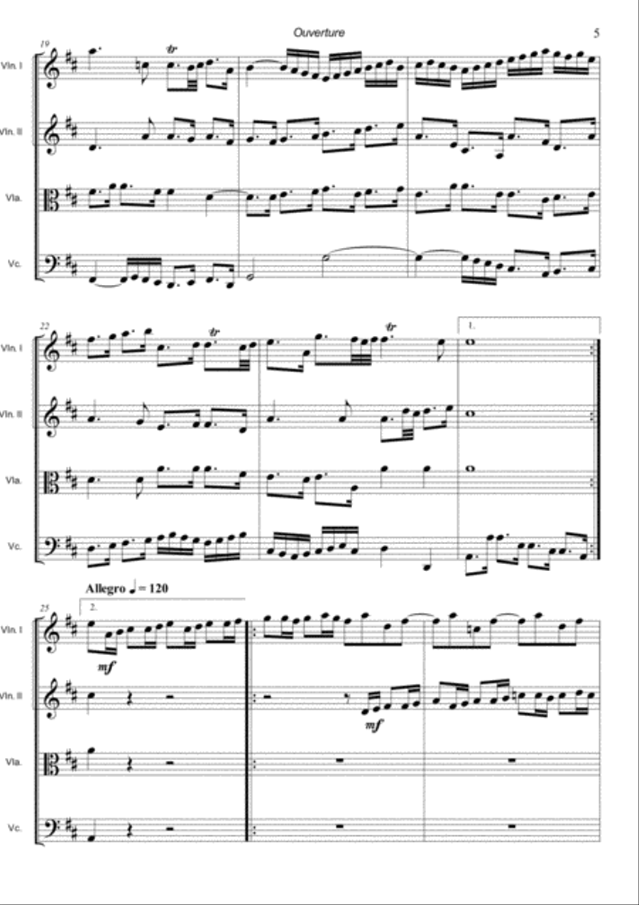 Bach's Suite No.3 in D Major - String Quartet String Quartet scores gallery preview page 5