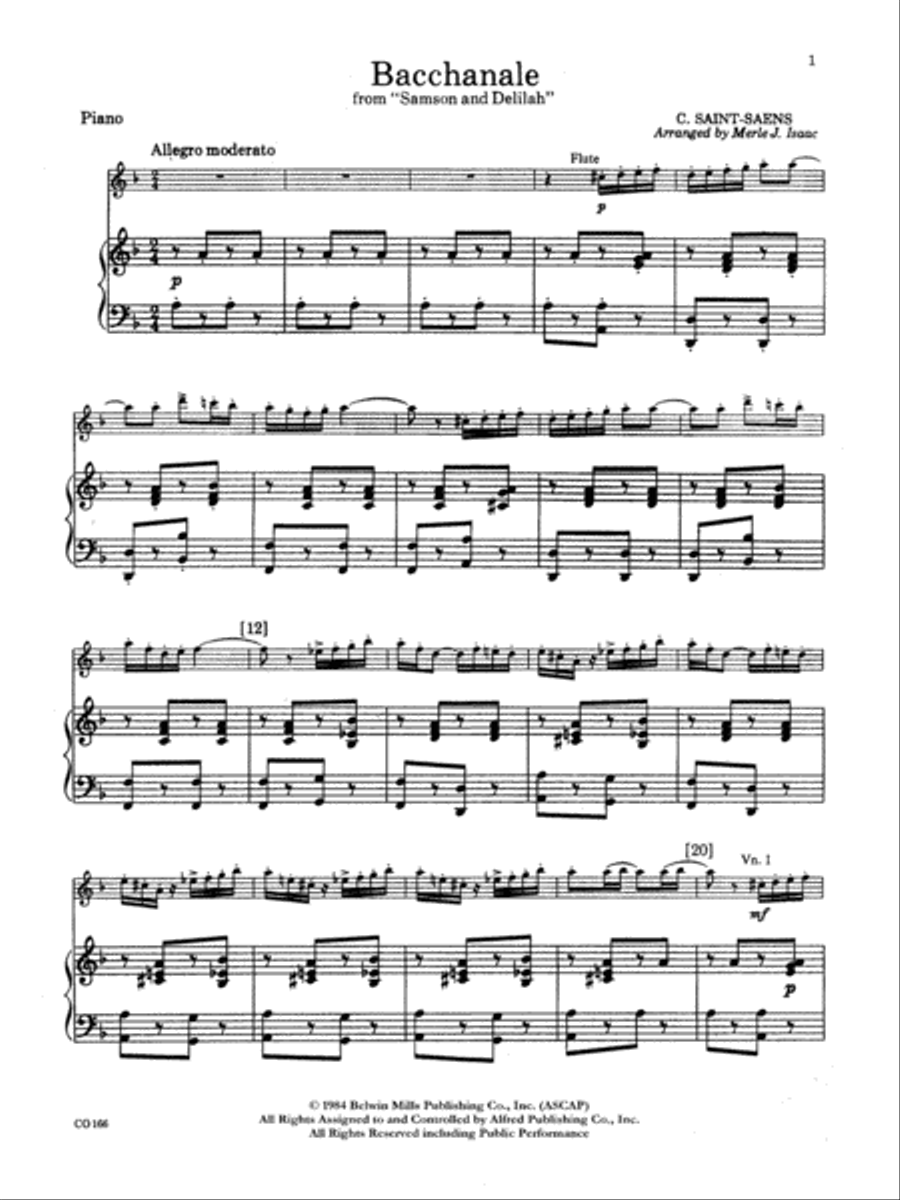 Bacchanale from Samson and Delilah: Piano Accompaniment Full Orchestra scores gallery preview page 1