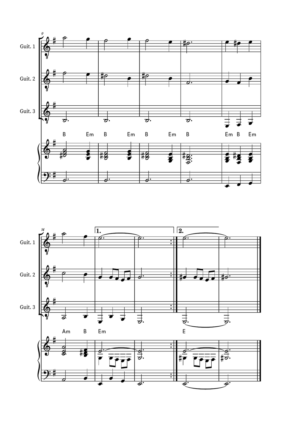 Coventry Carol for Guitar Trio (with Optional Piano Accompaniment) Guitar Ensemble scores gallery preview page 2