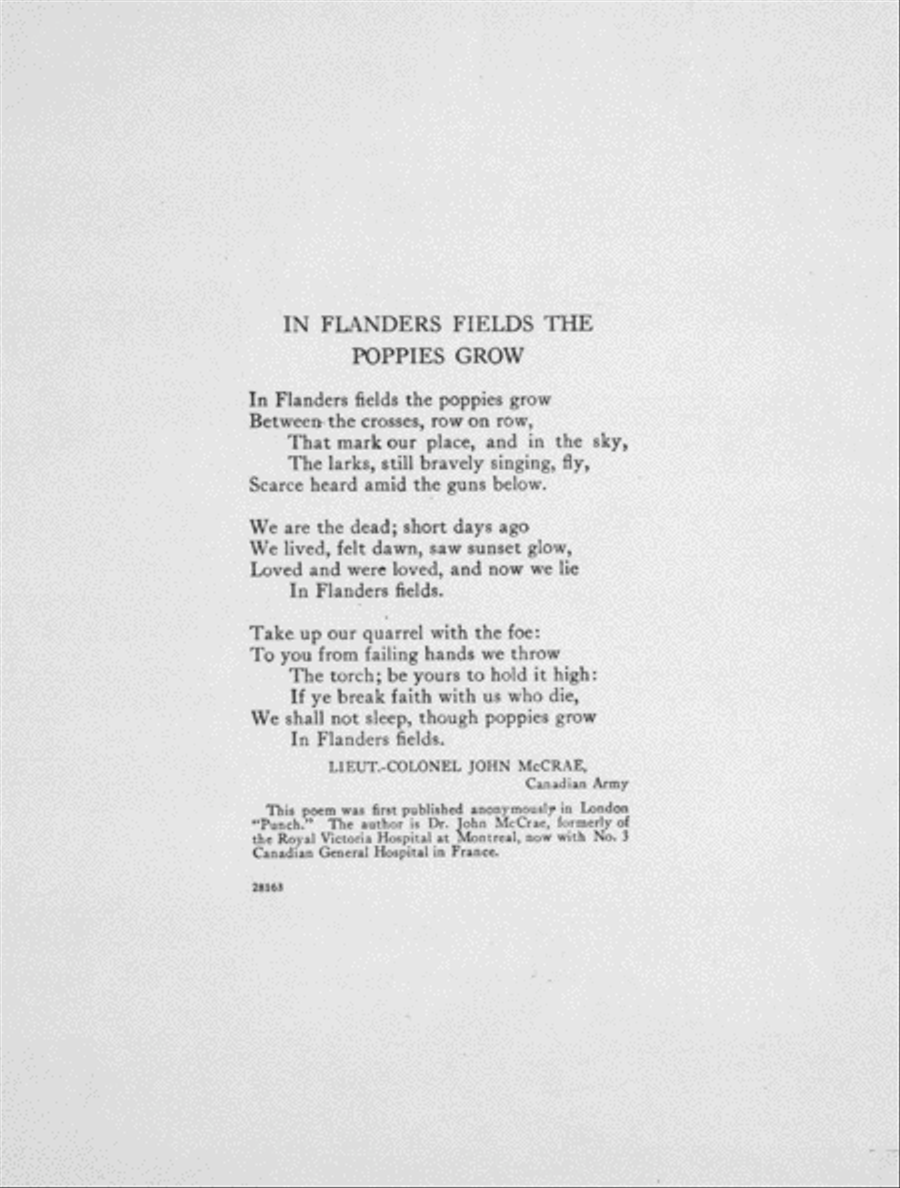 In Flanders Fields The Poppies Grow. Song With Piano Accompaniment Voice scores gallery preview page 2