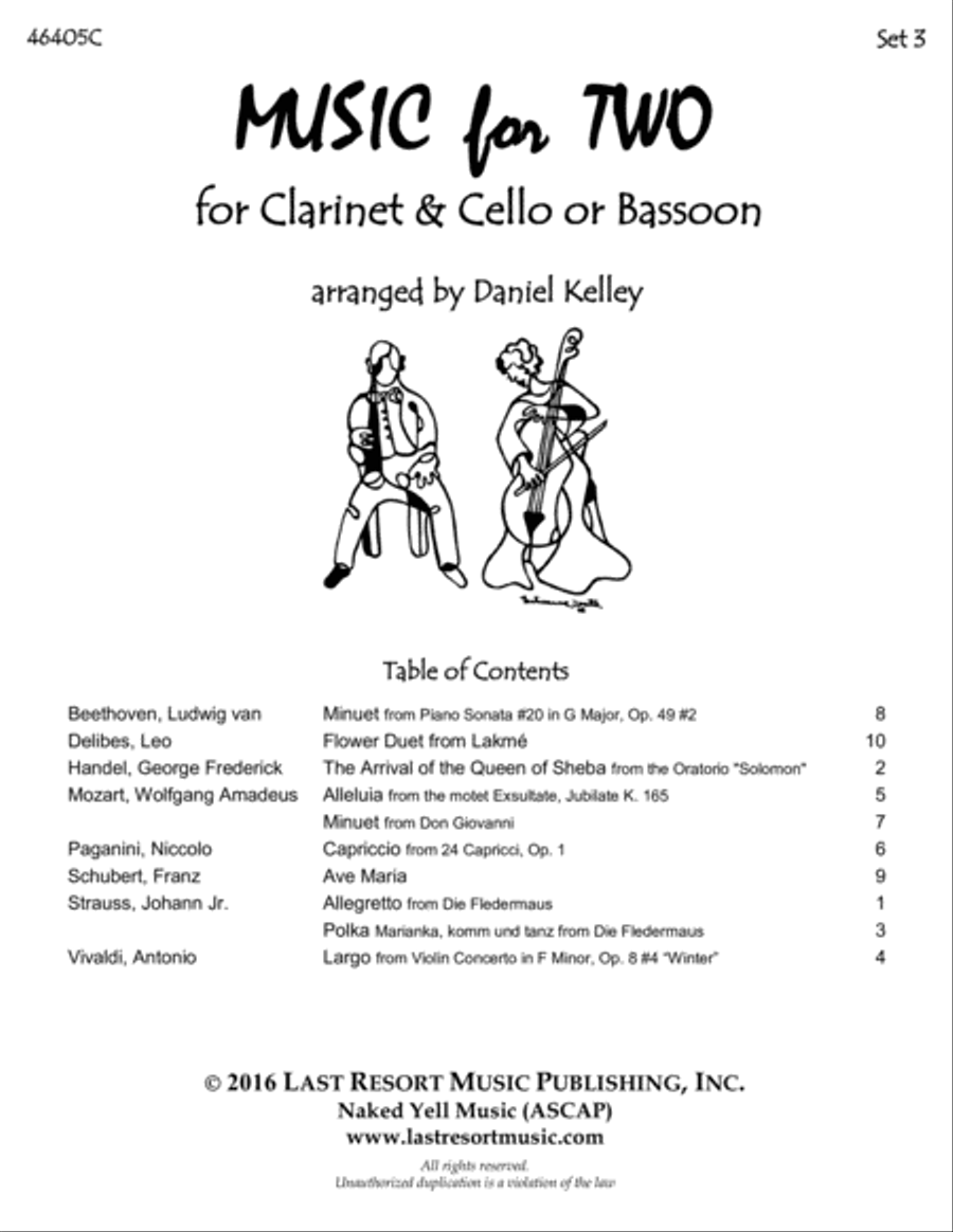 Music for Two Wedding & Classical Favorites for Clarinet & Cello or Bassoon - Set 3 Small Ensemble scores gallery preview page 3