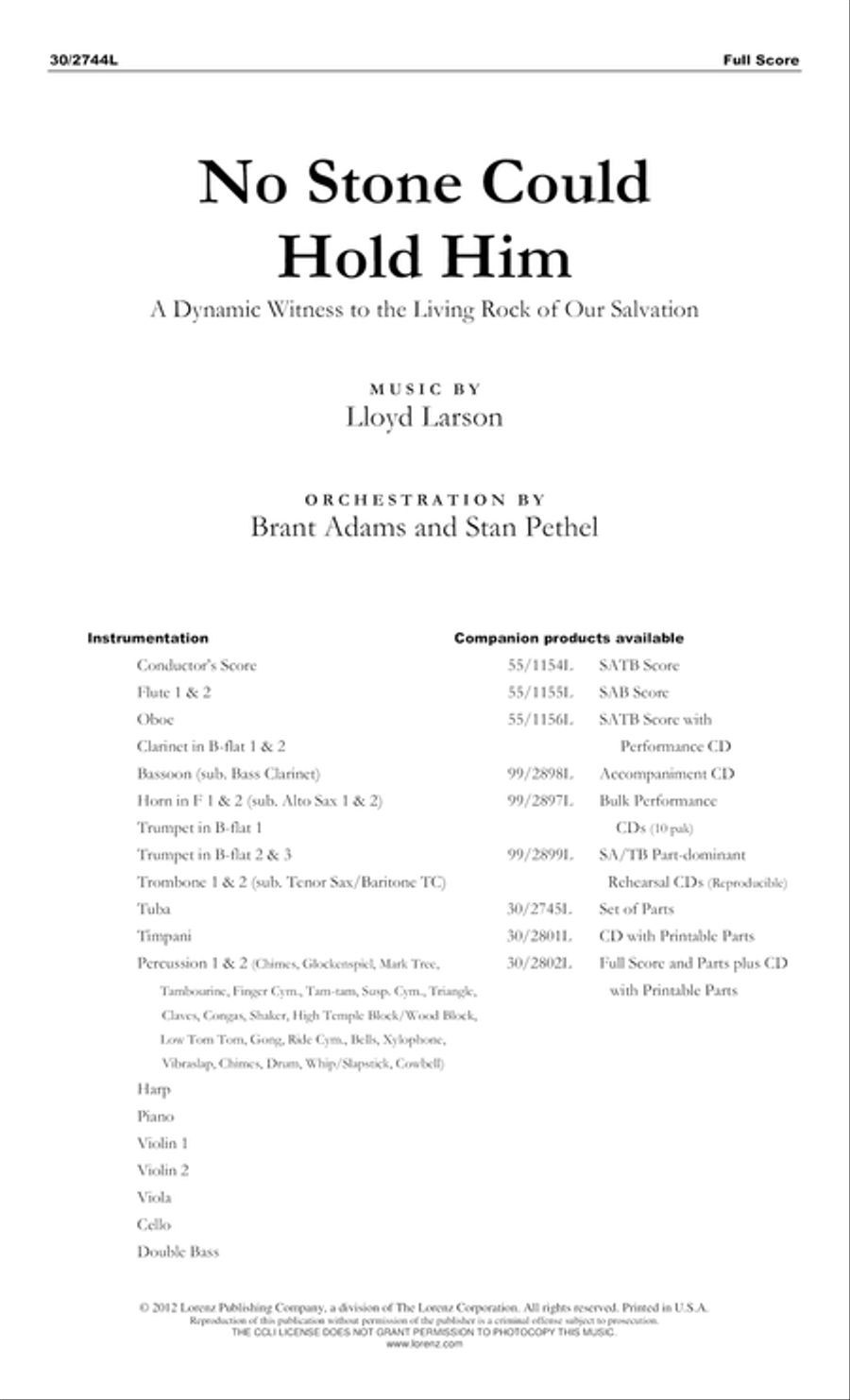 No Stone Could Hold Him - Full Score Choir scores gallery preview page 1