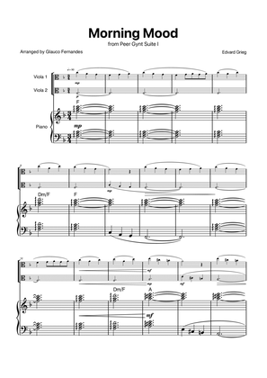 Morning Mood by Grieg for Viola Duet with Piano and Chords
