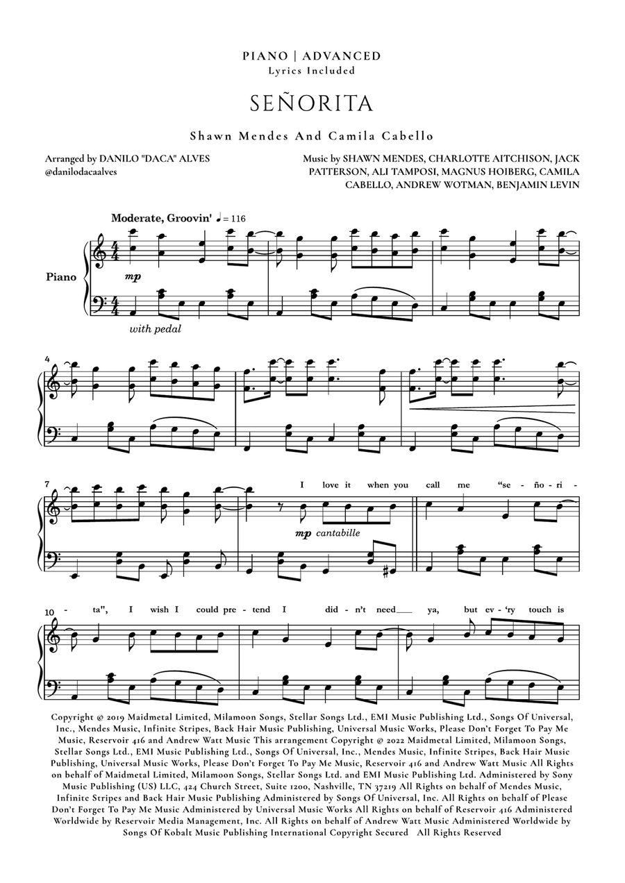 Señorita Piano Solo scores gallery preview page 1