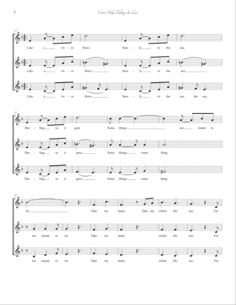 Can't Help Falling In Love SSA scores gallery preview page 2