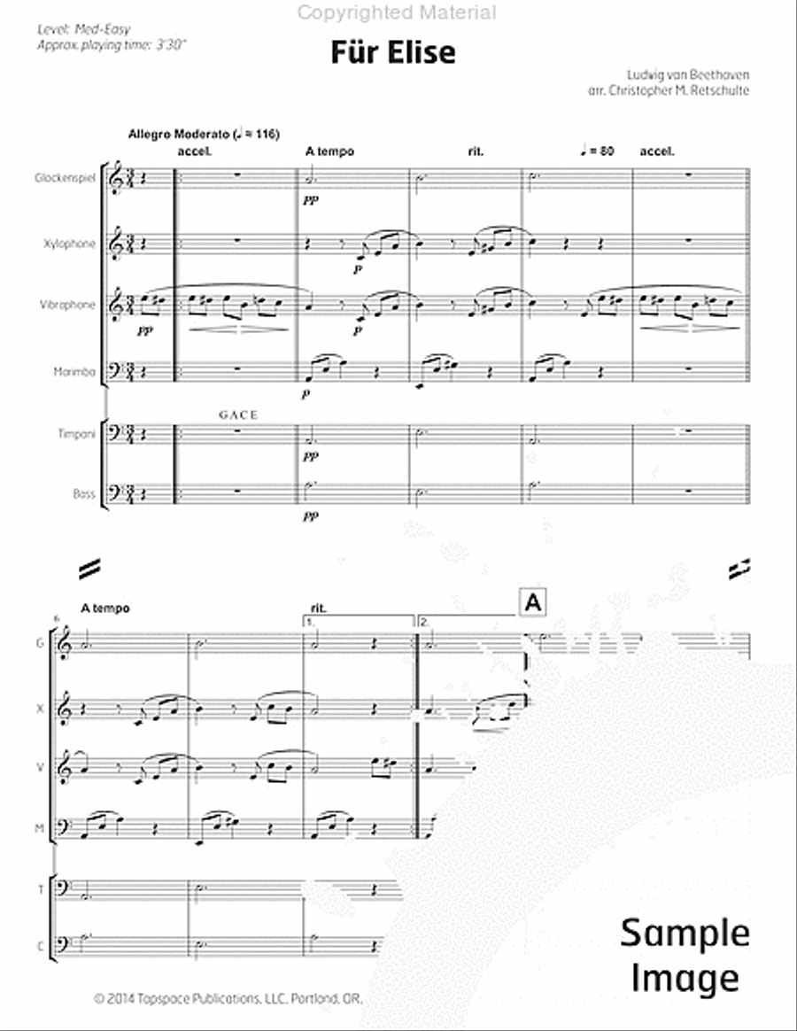 Fur Elise Percussion Ensemble scores gallery preview page 5