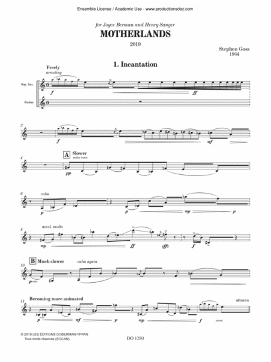 Motherlands Saxophone scores gallery preview page 3
