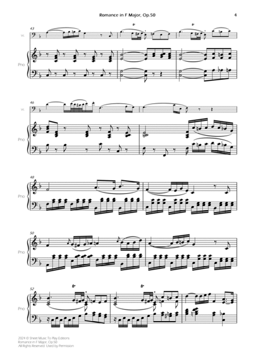 Romance in F Major, Op.50 - Cello and Piano (Full Score and Parts) image number null