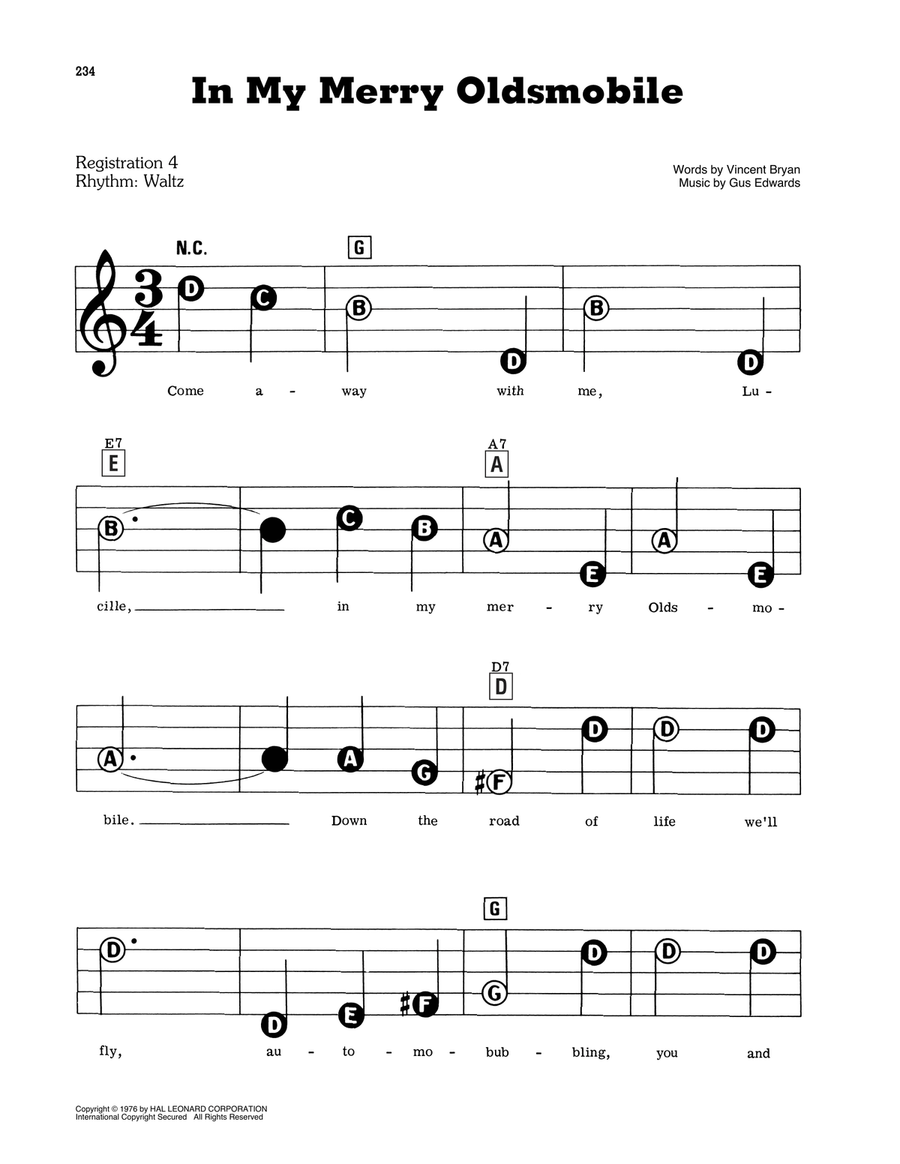 In My Merry Oldsmobile Electronic Keyboard scores gallery preview page 1