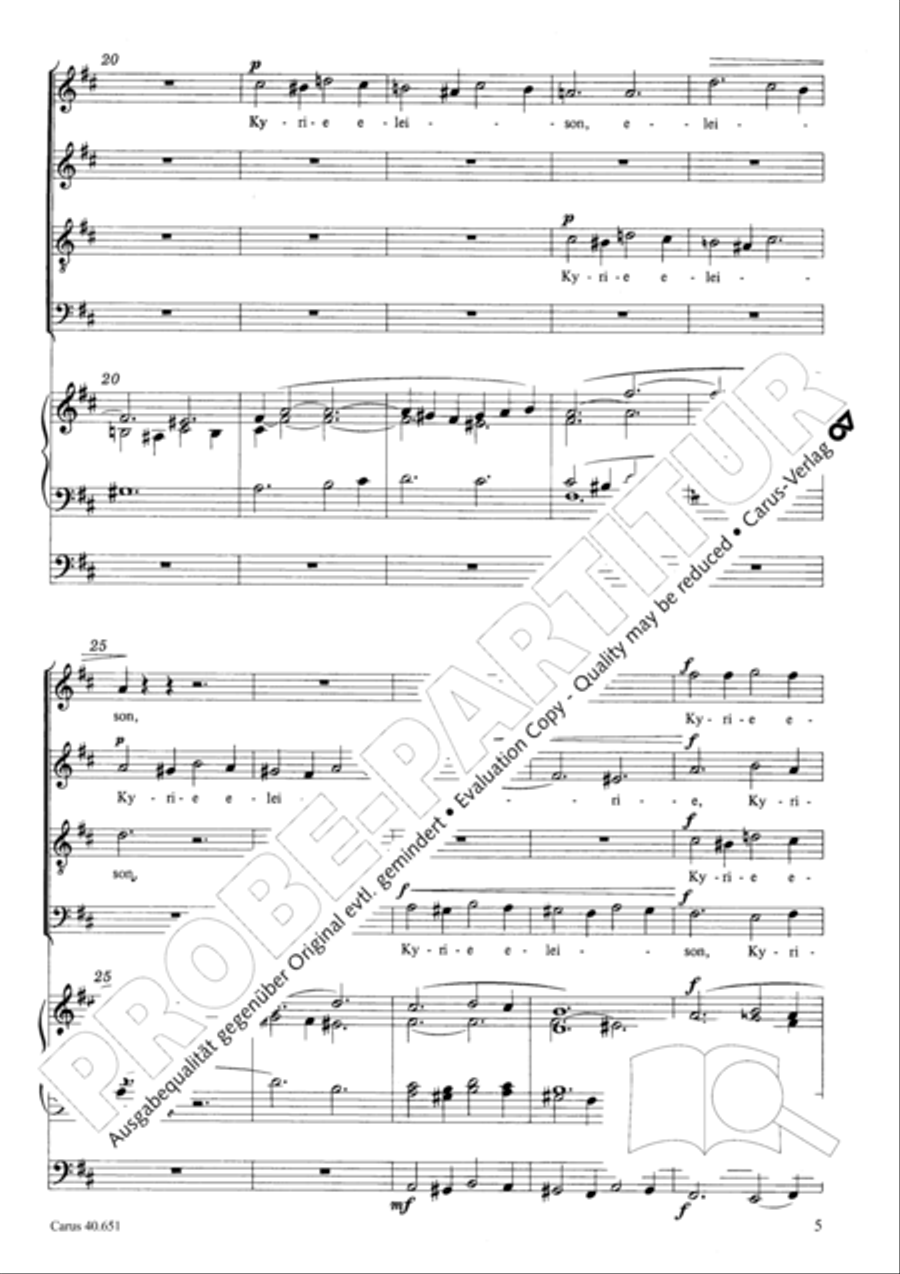 Mass in D Major (Missa in D) 4-Part scores gallery preview page 14