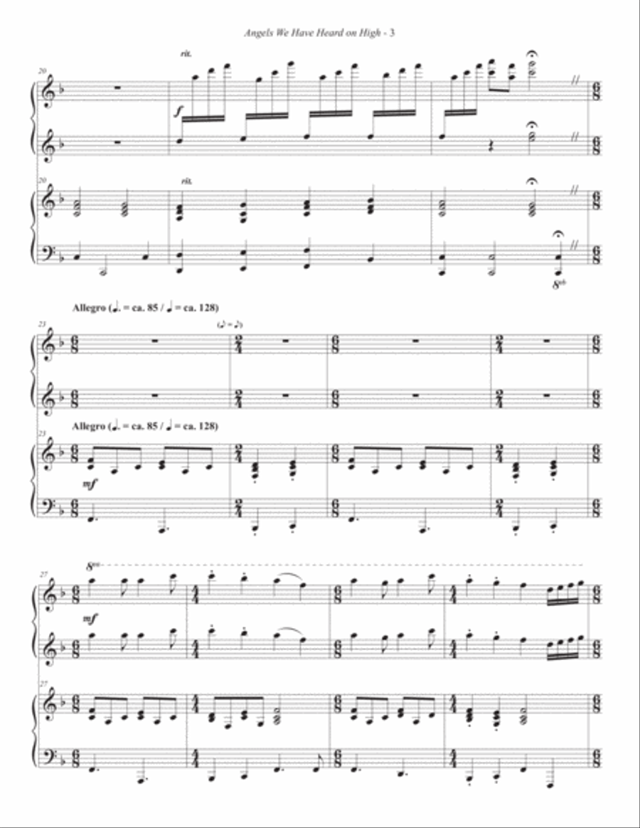 Angels We Have Heard on High (4-hand piano) Piano Accompaniment scores gallery preview page 4
