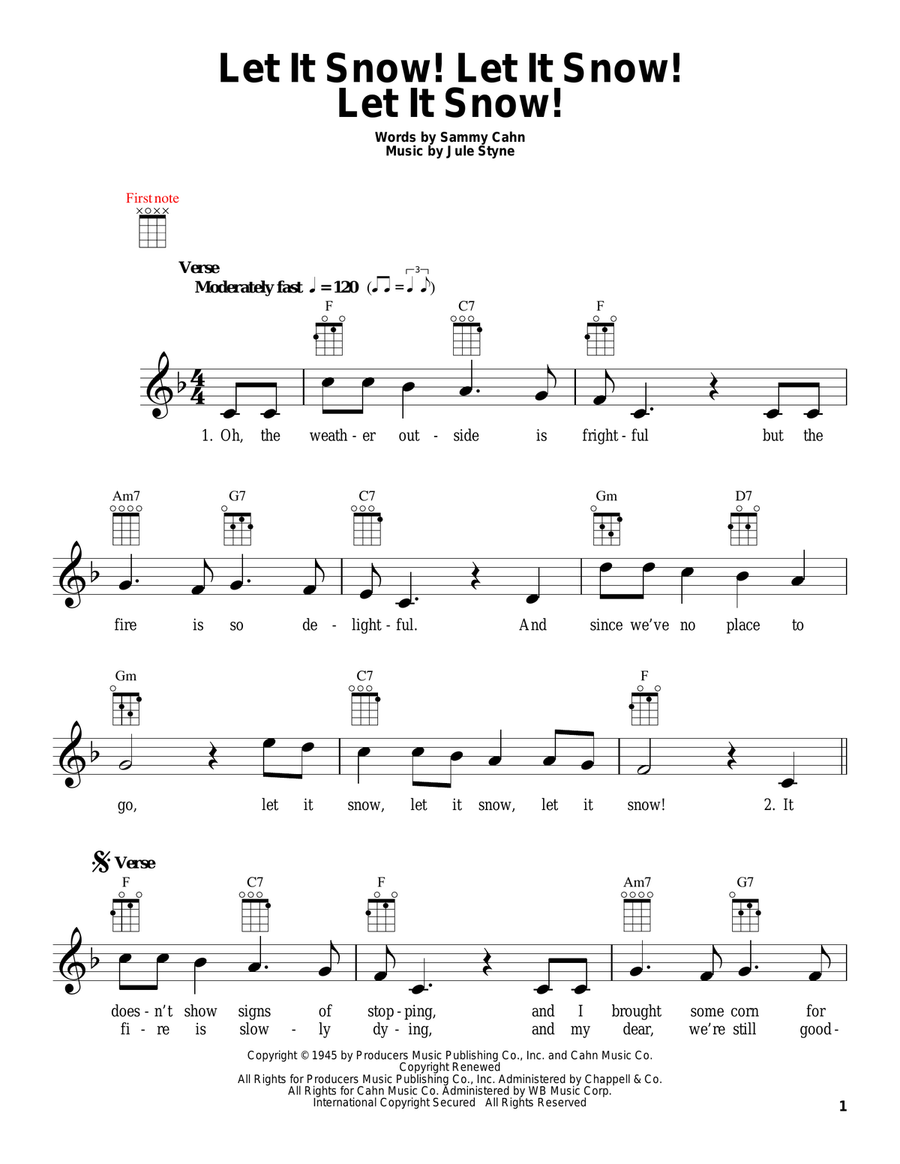 Let It Snow! Let It Snow! Let It Snow! Ukulele scores gallery preview page 1