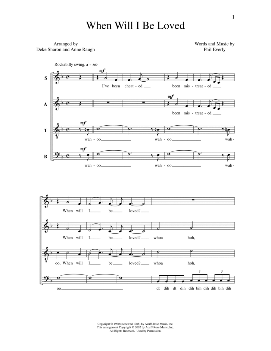 When Will I Be Loved When Will I Be Loved 4-Part scores gallery preview page 1
