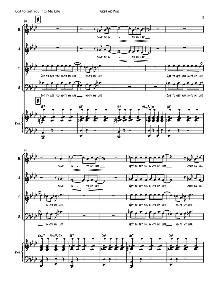 Got To Get You Into My Life 4-Part scores gallery preview page 3