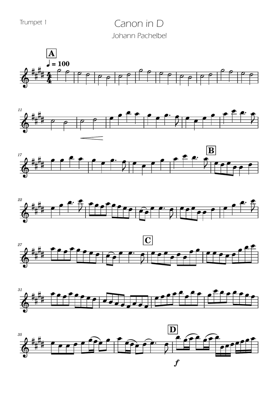 Canon in D - Trumpet Duet Trumpet Duet scores gallery preview page 5