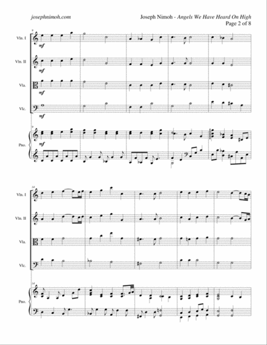 Angels We Have Heard On High - Score Piano Quintet scores gallery preview page 2