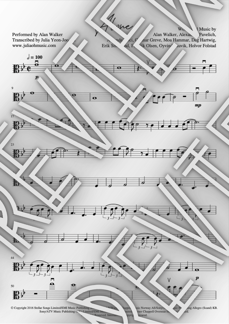 Alone Alone Viola Solo scores gallery preview page 1