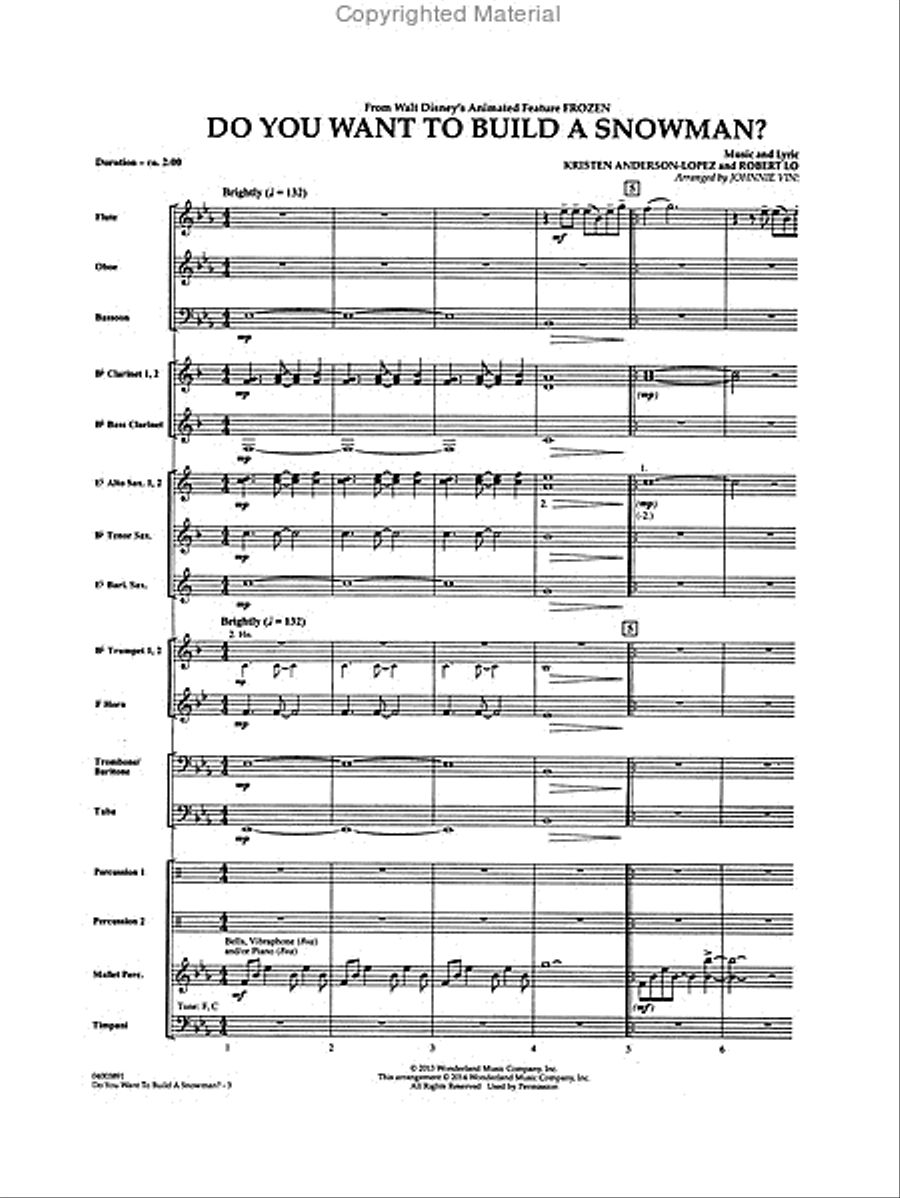Do You Want to Build a Snowman? (from “Frozen”) Concert Band scores gallery preview page 2