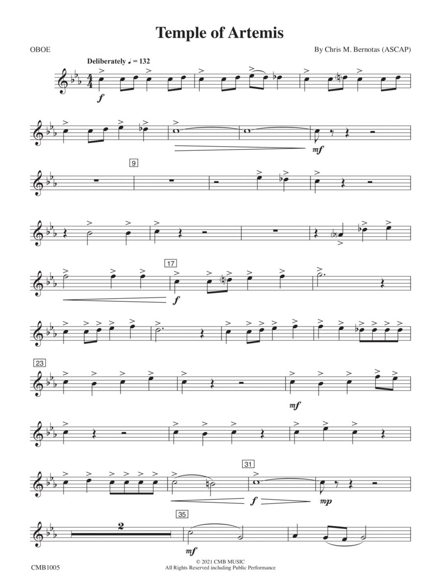 Temple of Artemis: Oboe Concert Band scores gallery preview page 1