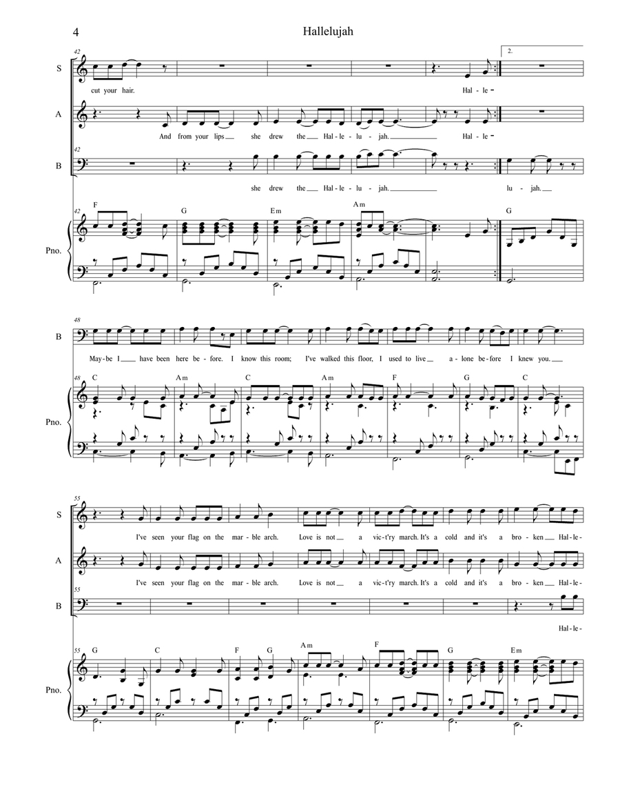Hallelujah Hallelujah Piano, Vocal scores gallery preview page 4