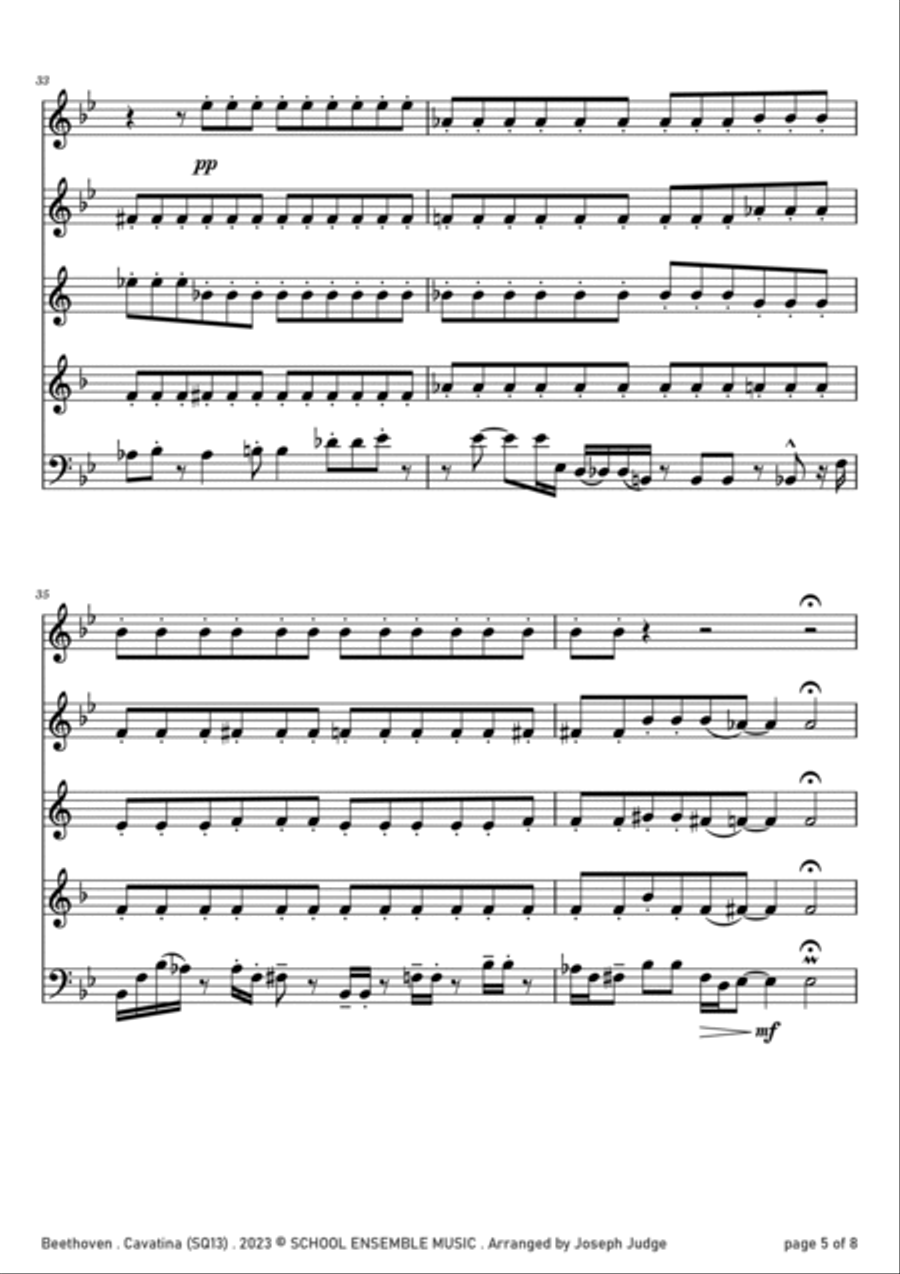 Cavatina by Beethoven for Woodwind Quintet in Schools Woodwind Quintet scores gallery preview page 5