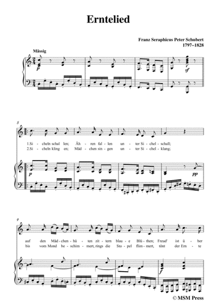 Schubert-Erntelied,in C Major,for Voice&Piano image number null