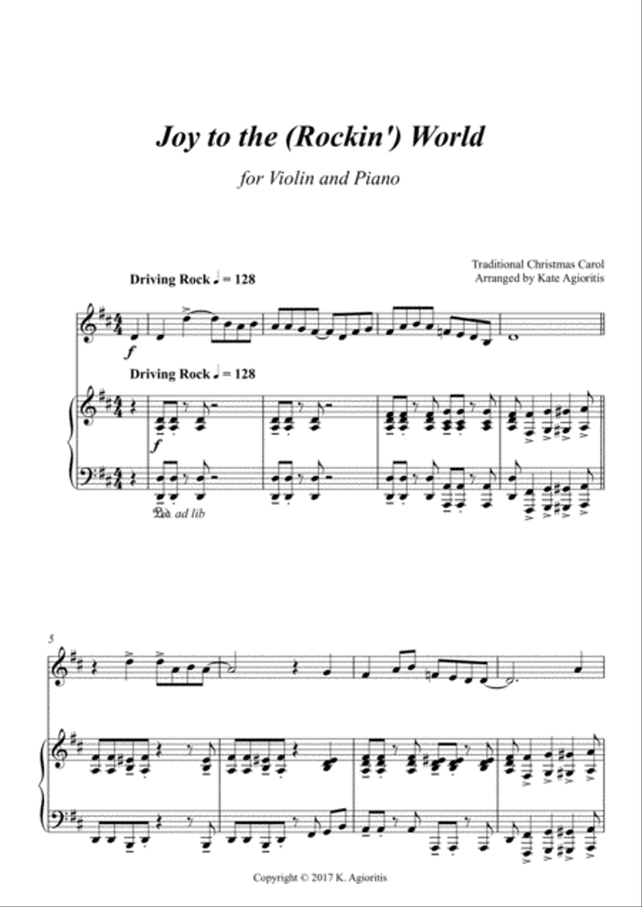 Joy to the (Rockin') World - Violin and PIano Violin Solo scores gallery preview page 2