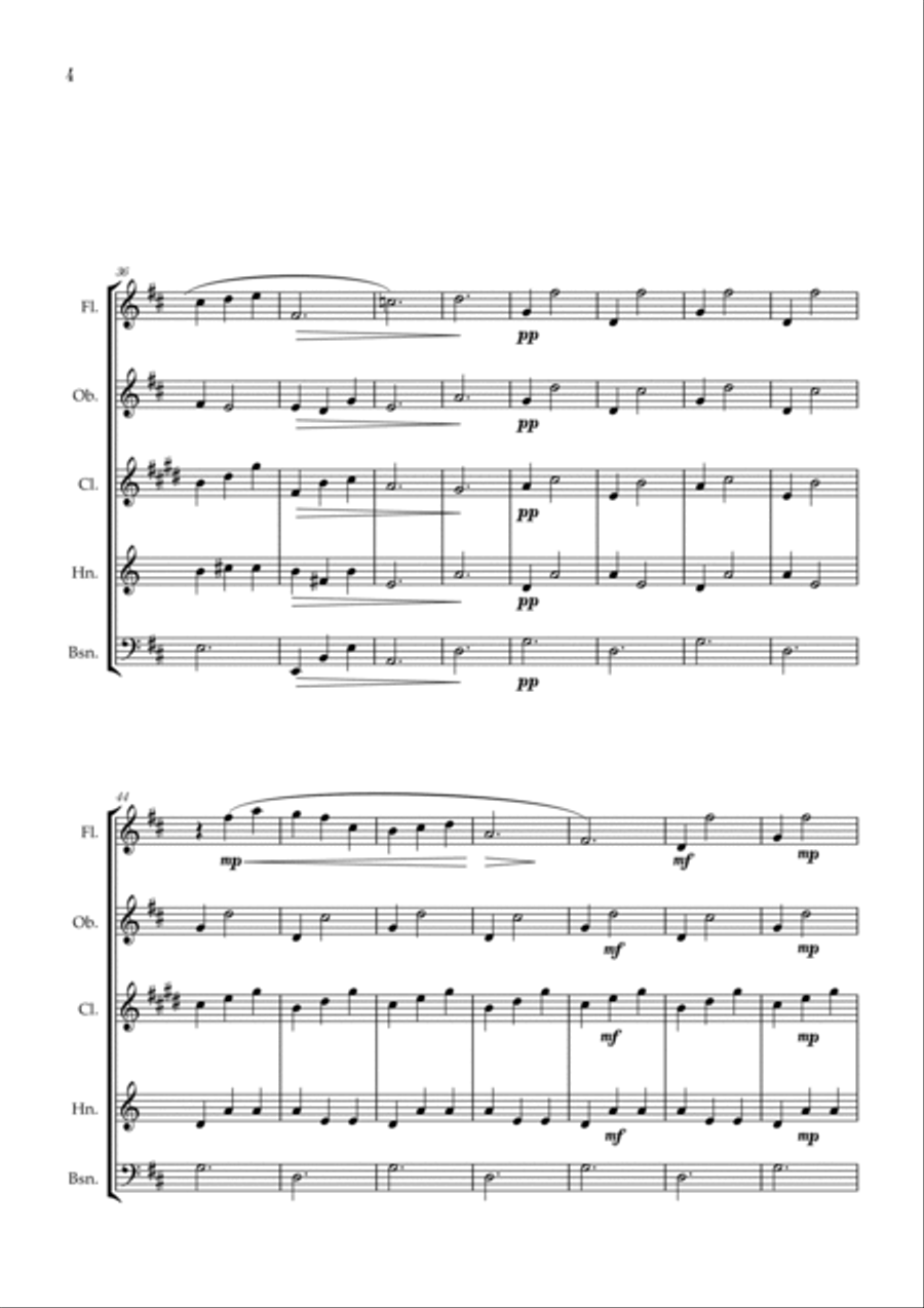 Gymnopédie no 1 | Woodwind Quintet | Original Key |Easy intermediate Woodwind Quintet scores gallery preview page 4