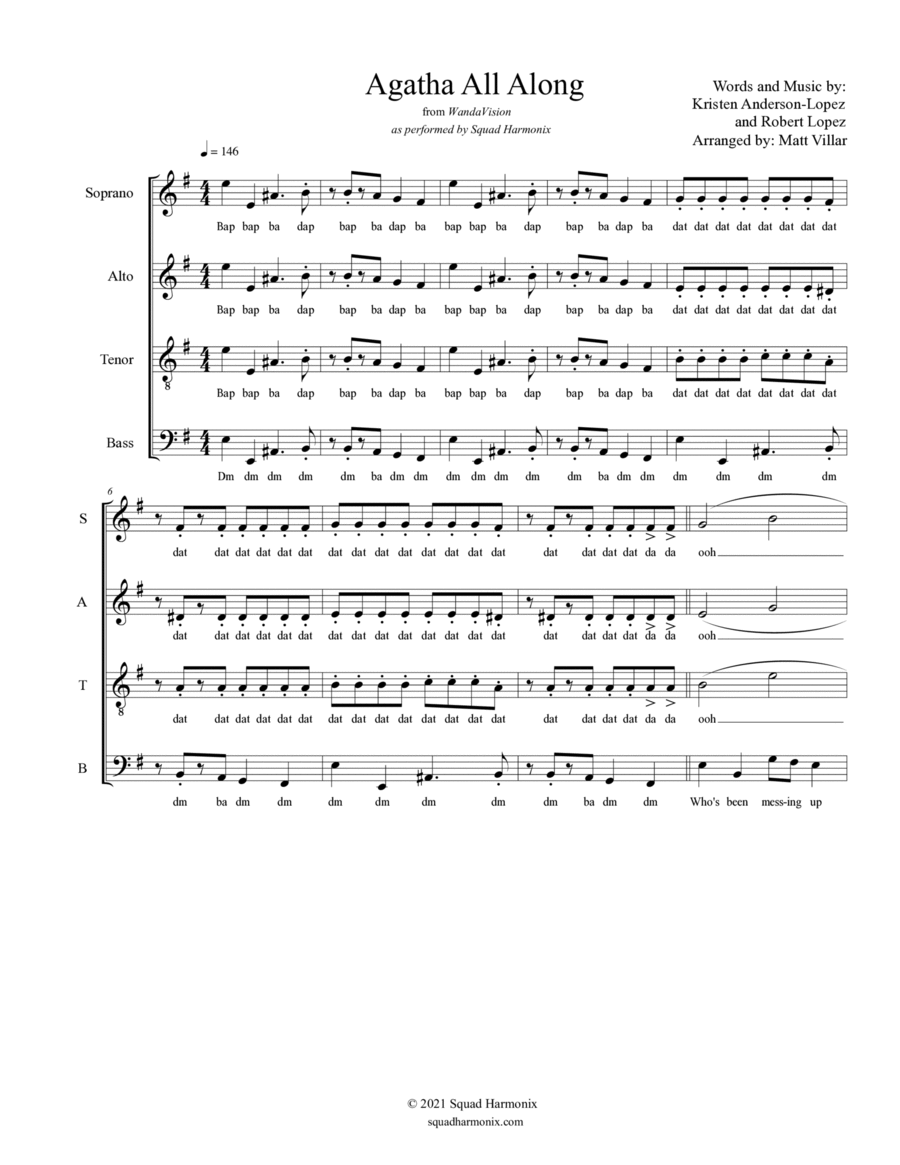Agatha All Along 4-Part scores gallery preview page 1
