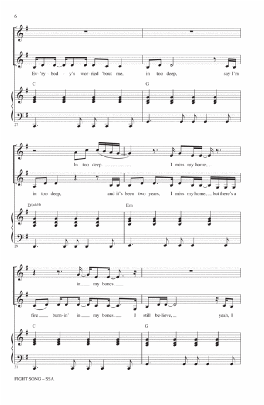 Fight Song (Arr. Roger Emerson) SSA scores gallery preview page 5
