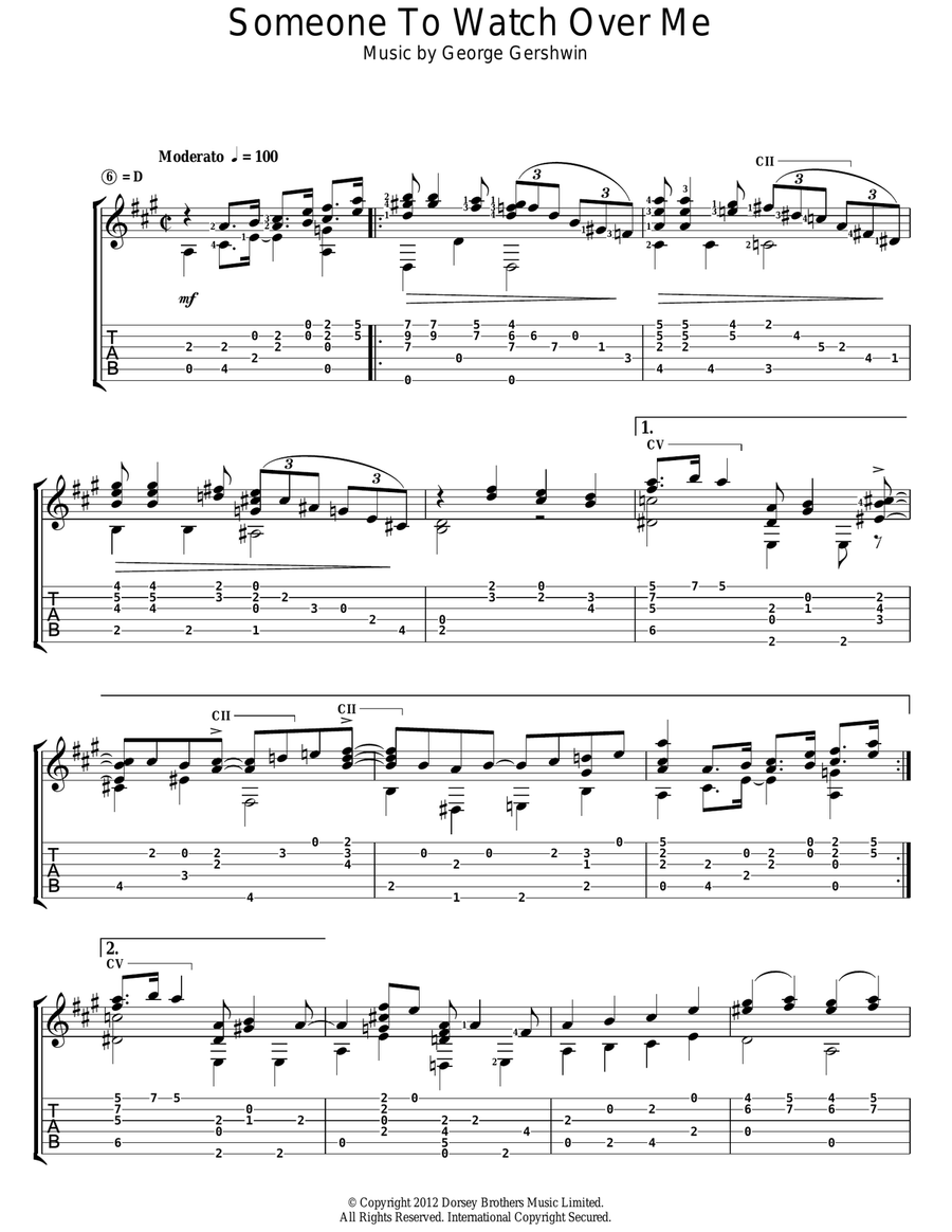 Someone To Watch Over Me Electric Guitar scores gallery preview page 1