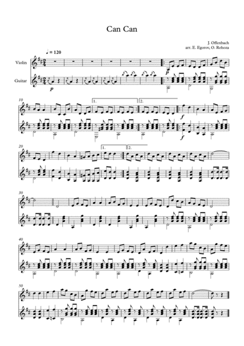 Can Can, Jacques Offenbach, For Violin & Guitar image number null