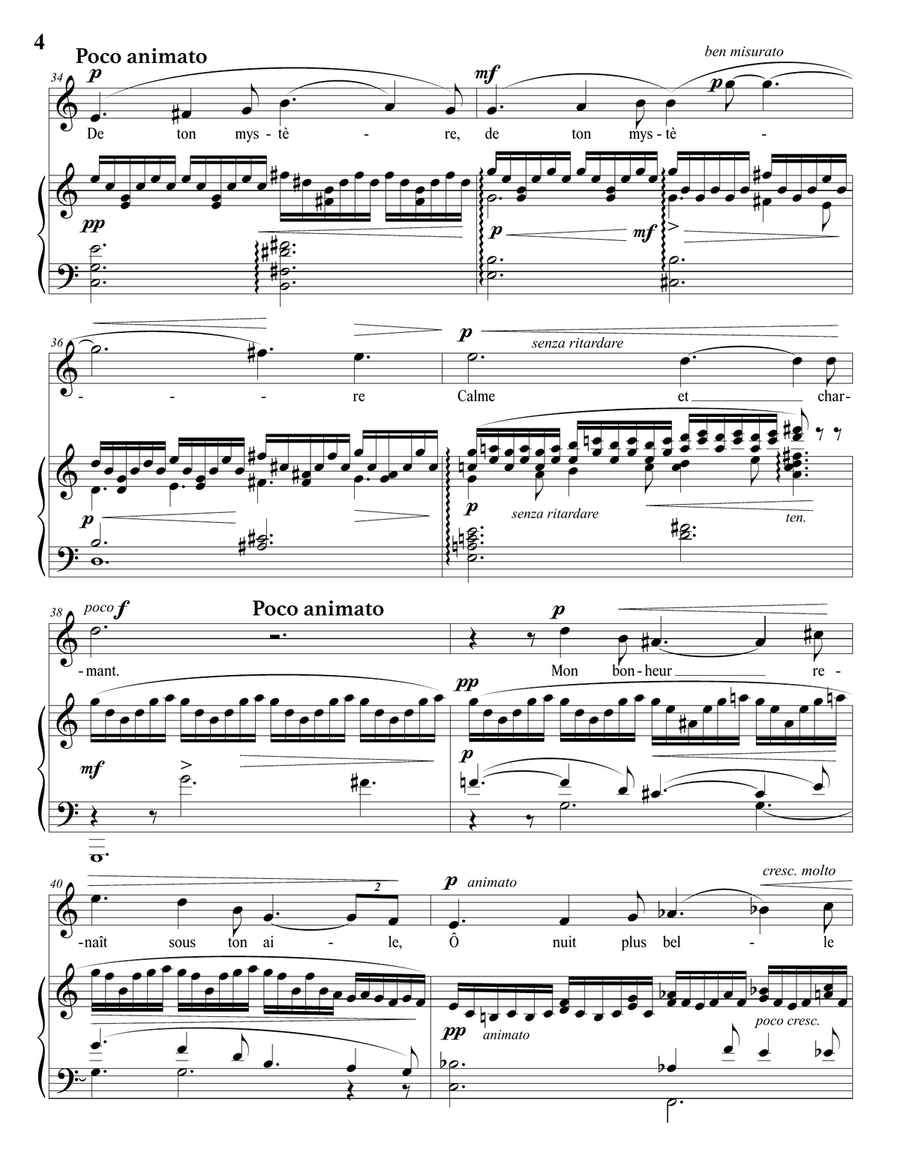 BACHELET: Chère nuit (transposed to C major) Piano, Vocal scores gallery preview page 5
