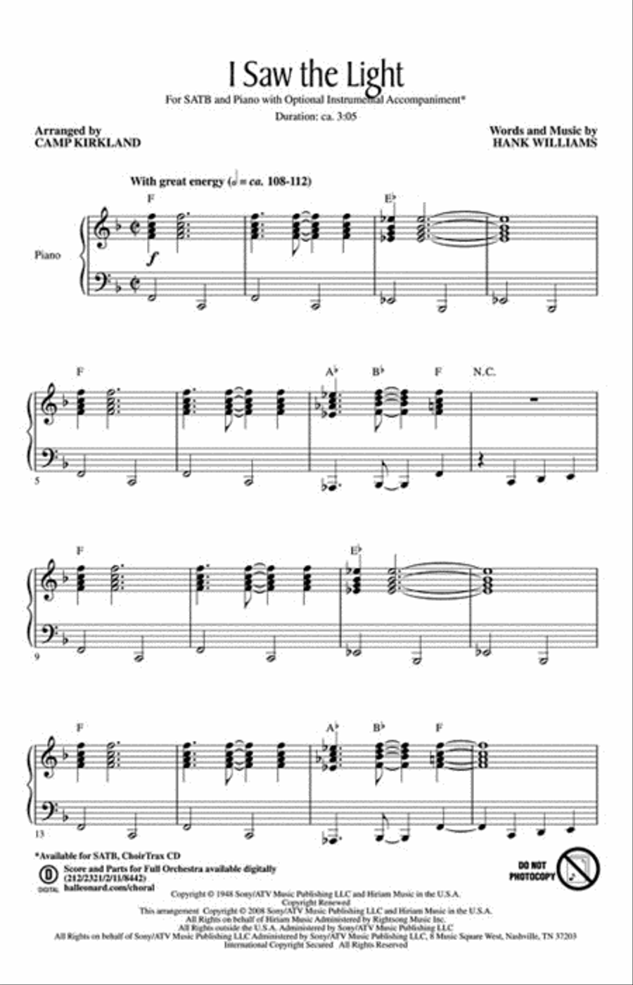 I Saw the Light 4-Part scores gallery preview page 2